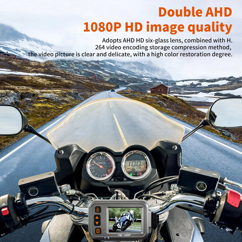 Andoer Lens Recording, Camera, Angle, Waterproof Wide Full Timed Cam, HD Dual Motorcycle Dash 1080p