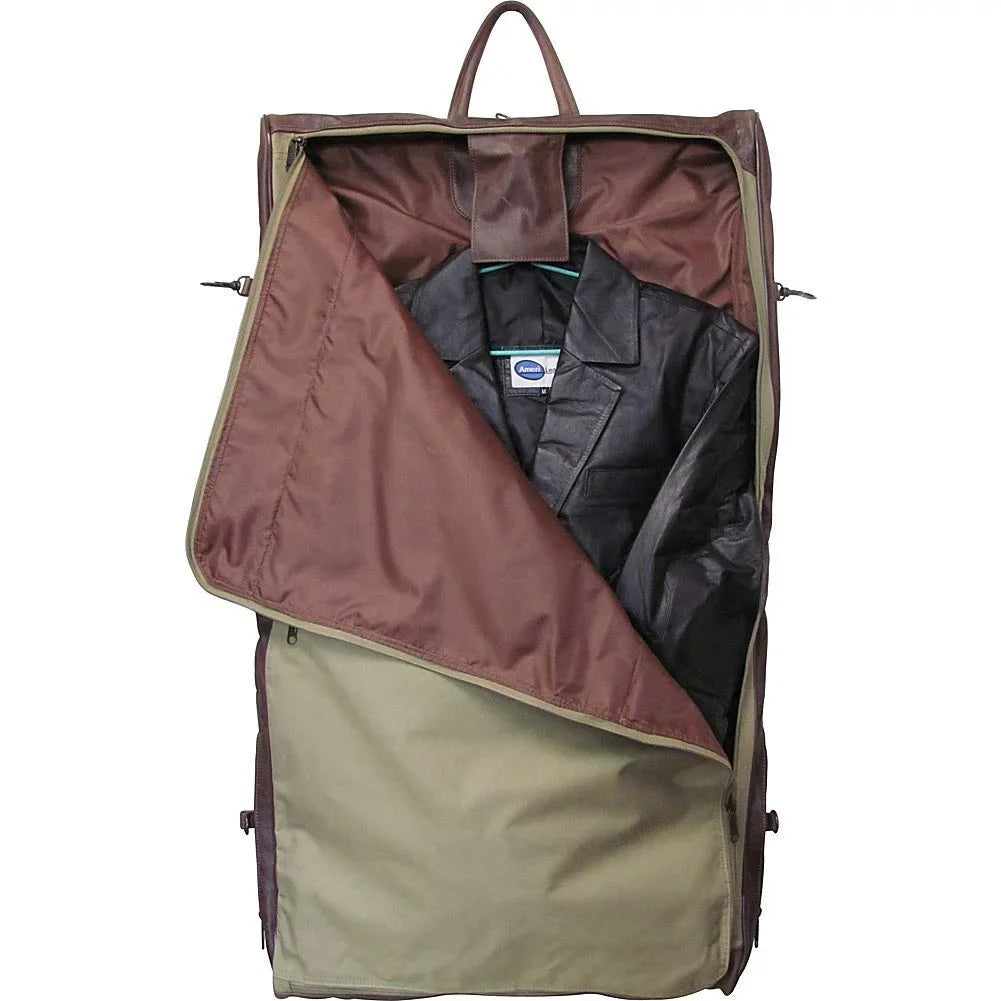 Garment Leather Three-suit Brown Bag-Color:Dark Amerileather