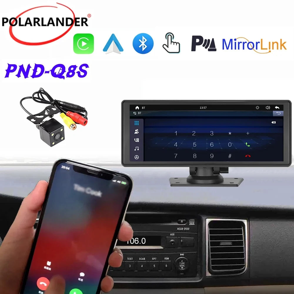 Stereo Synchronization/Rear Player with Stereo,Newest Car Bluetooth Unit Touch Screen with Car Navigation Carplay&Android 9.3 Auto Portable Transmitter,AUX, Bluetooth/FM FM Inch TF Wireless Camera