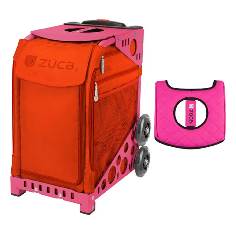 Zuca Bag (Pink Seat Persimmon - 18" with Sport Frame) Black/Pink Cover