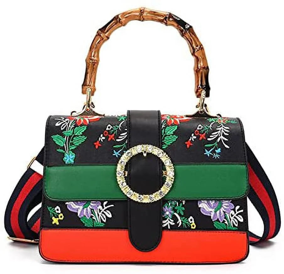 handle Detachable shoulder bag Shoulder women with Bamboo strap Vintage top Handbag wide Trendy Satchel bags Bags crossbody for Asge Medium