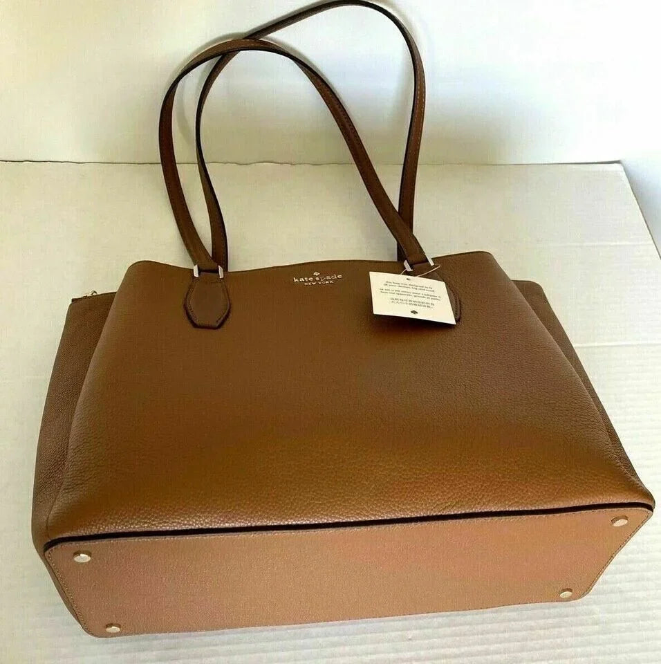 3-Compartment NWT Kate Large $399 WKRU6948 Brown Tote Leather Spade Monet