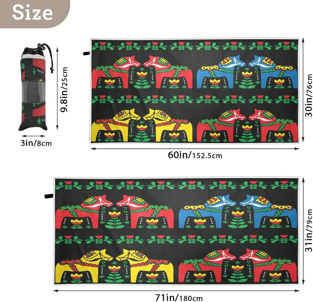 Dala Quick Compact Oversized Bestwell Towels Horse Lightweight Towel - Holiday（350） Swedish Swimming - Towel Camping Dry Travel for Super Absorbent Beach