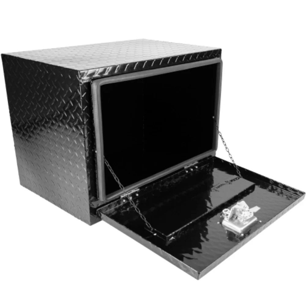 Black 24 Inch and 24"(24.2"×17.1"×17.9") Bed Organizer box Lock Tool Square + Aluminum Storage Toolbox + Waterproof Plated + Trailer Square Up - RV Aluminum Truck Box Pick Keys Stripes with Black