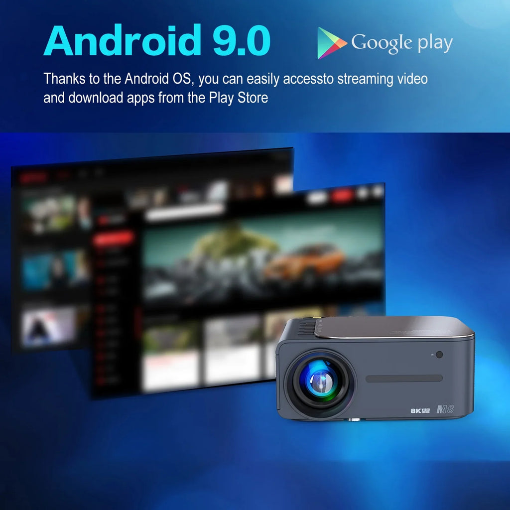 Voice moobody WiFi 80,inch Projector Intelligent HDR Large Control Ultra Keystone Correction BT5.0 8K 9 Android Screen AI 2.4G+5G Clear