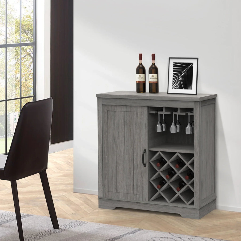 Glass Bar Gray Storage Table Rack,Large ABBSR Holder,Wine for Decor with Wooden Wine Cabinet