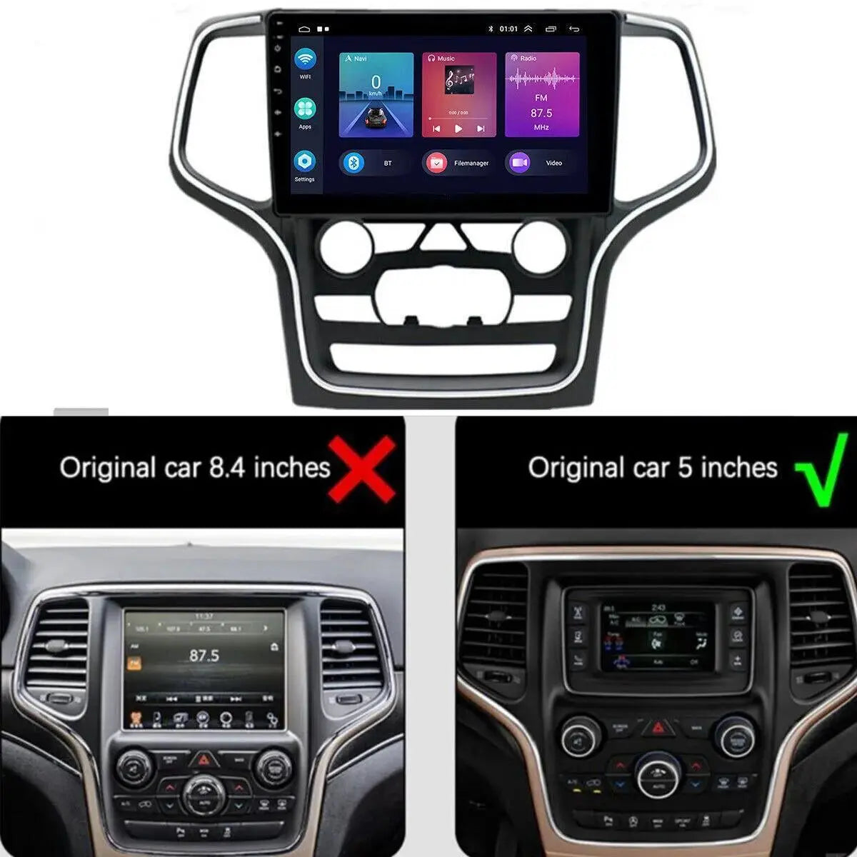 Jeep Carplay 2+32 Cherokee For 2014-2022 Grand GPS 9" Car Stereo Navigation Radio Bluetooth IPS 1280*720 Android
