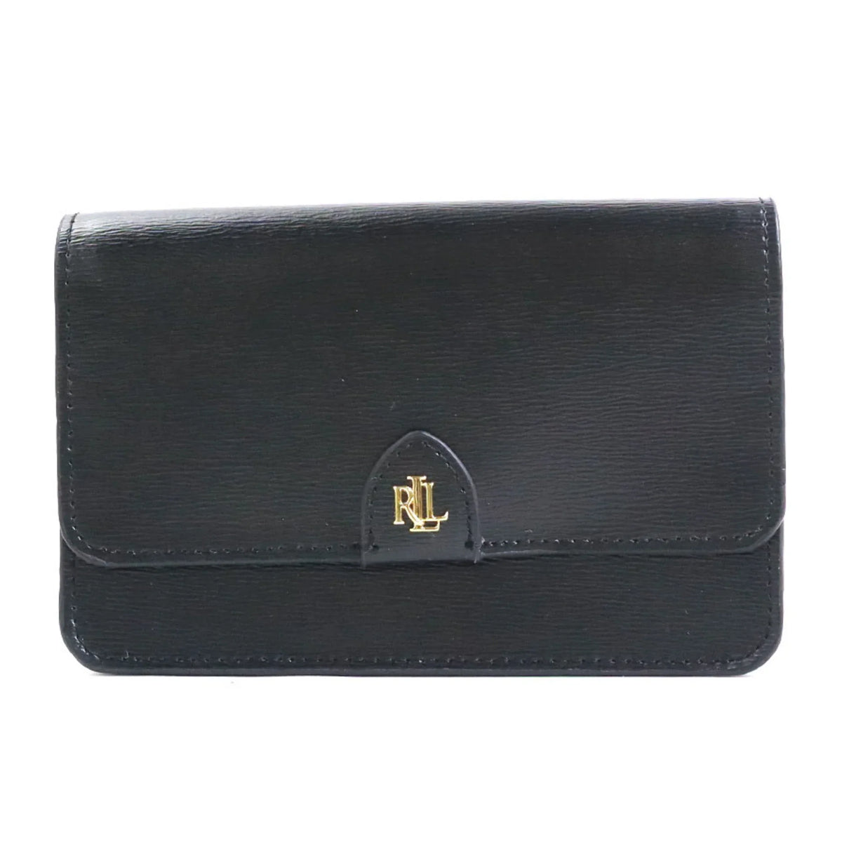 belt leather ladies Lauren (Good) gold Ralph black Pre-Owned r9529f bag LAUREN waist RALPH