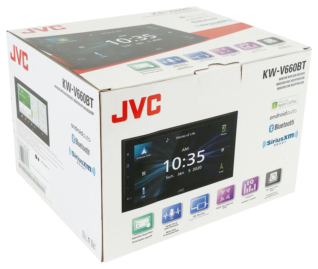 KW-V660BT Receiver+Backup Carplay/Bluetooth/Android Car 6.8" JVC DVD Monitor Cam
