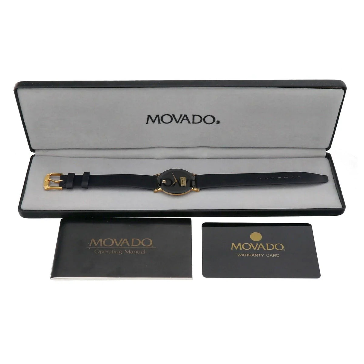 87.40.882L Museum Movado Watch 30mm Leather Ultra-Thin Wrist Hyatt Quartz