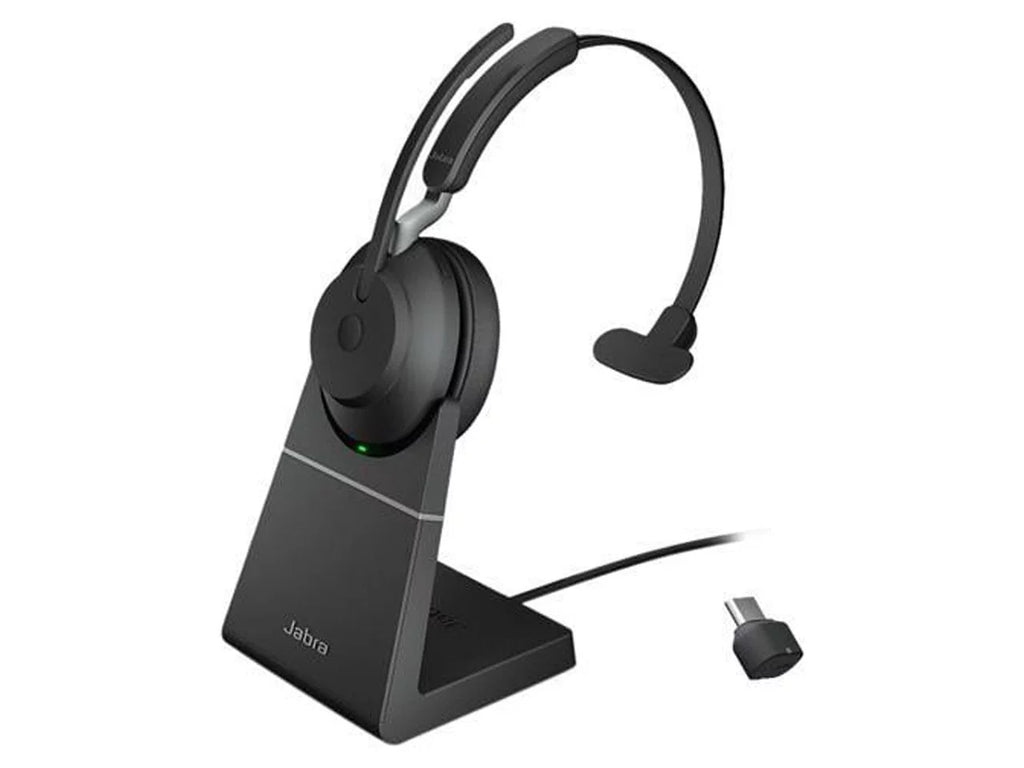 Stand Headset with USB-C USB-C Connector UC Black Ear Jabra Charging Single - - Evolve2 65 Mono