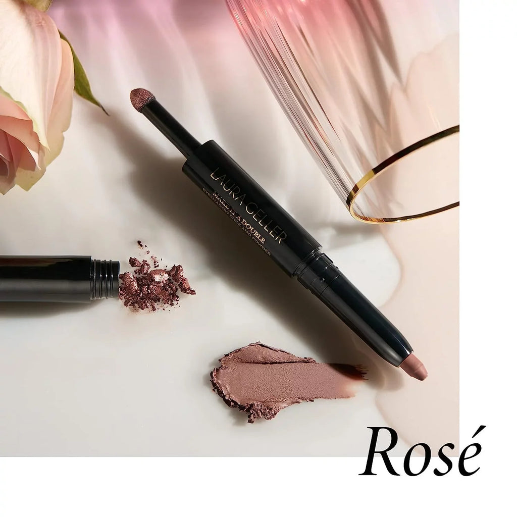 Cream LAURA + Eyeshadow Smudge-Proof Eyeshadow - NEW Powder Dual-Ended Eyeshadow and Stick Crease-Proof - Rosé A GELLER It Matching - YORK Make Double