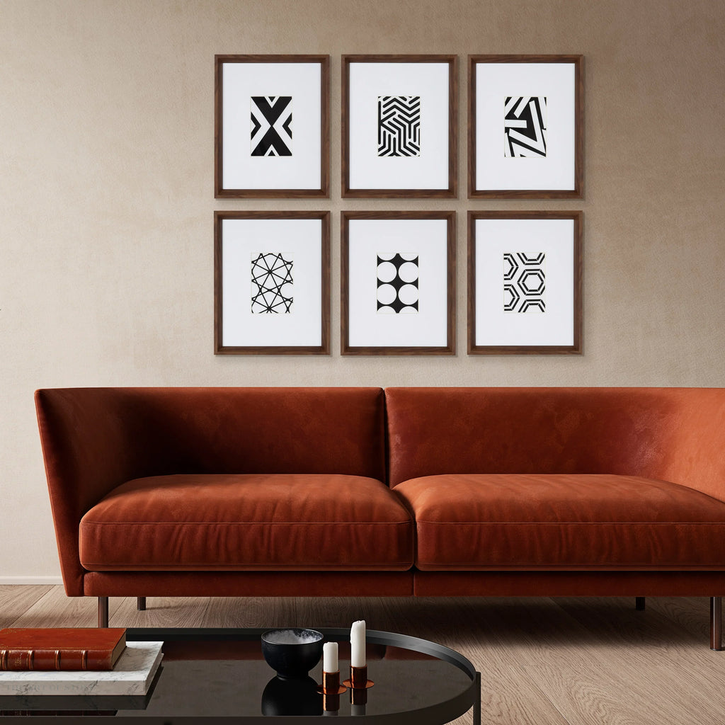 Display Brown, Walnut Art Set Framed Laurel of Modern Wall for Abstract Mid-Century and Decor Calder Prints, Kate 6,