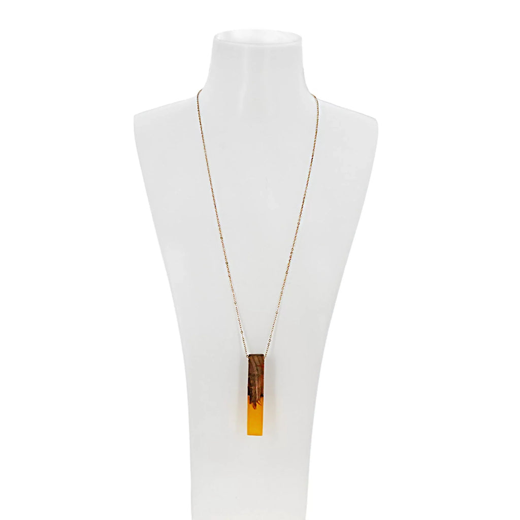 Resin Box Vertical Inc Boutique Yellow Women for Wood Wooden Blue Necklace Bar | Gift Anniversary Pendant