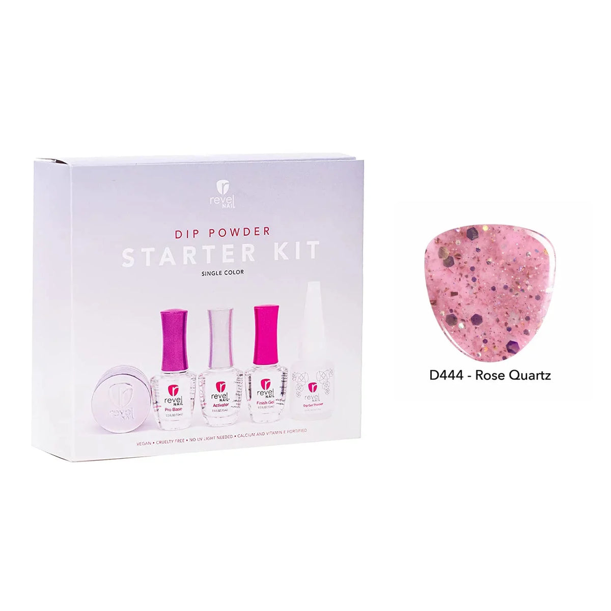 Nail Revel oz Powder Kit with Rose EZ Starter Powder D444 Dip 0.5 Liquids Quartz