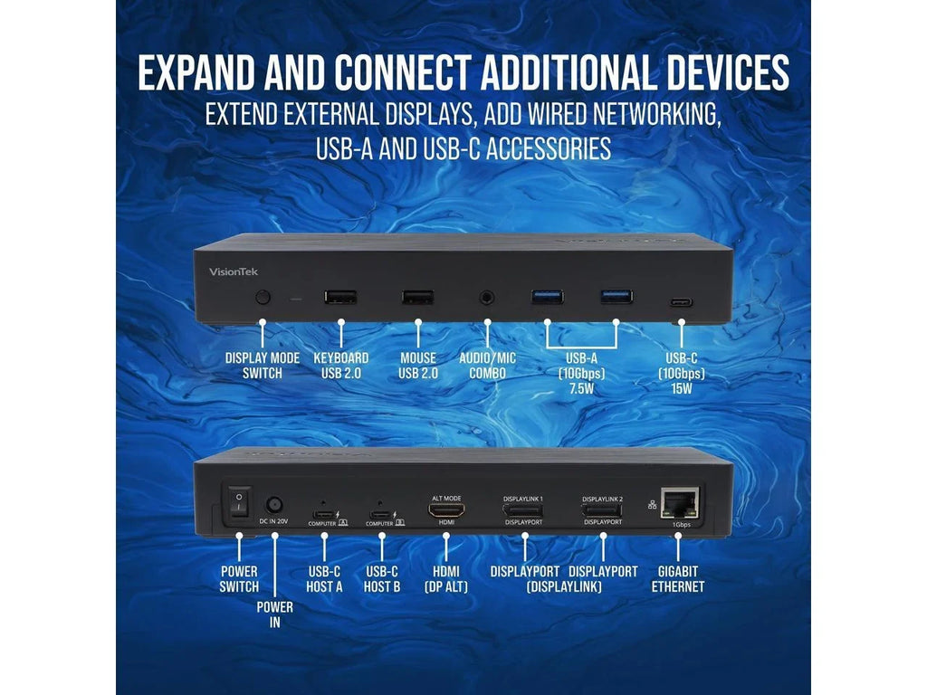 PD 100W 901520 VisionTek Docking with Station KVM VT4950 USB-C