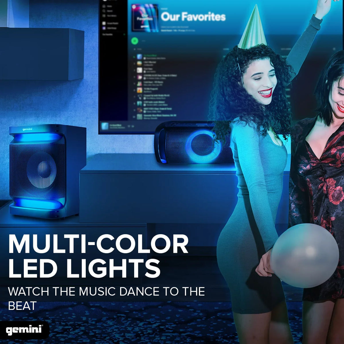 Light 4000W Sound LED Stereo Audio GSYS-4800 & Gemini System Bluetooth Watts with Theater Home Party