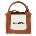 & Bag XS Beige Calfskin NAVY Pre-Owned (Good) 2way Navy Cotton Tote A 390346 Light Brown Balenciaga Canvas Cabas