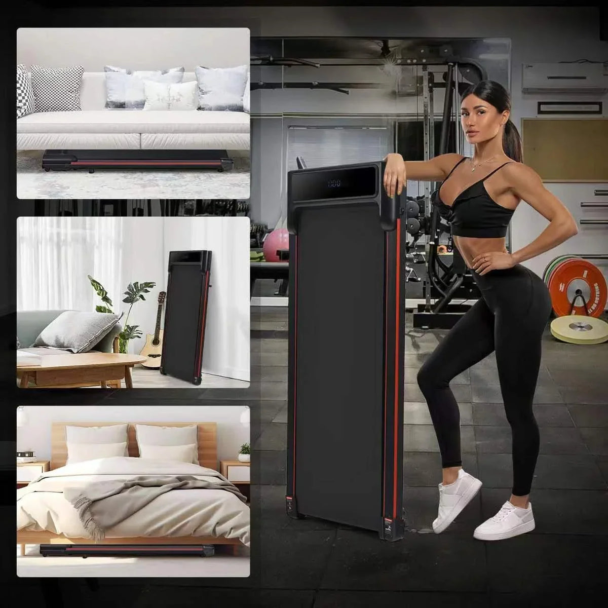 Pad w/0.6-3.8MPH LED Quiet Display, Small, Walking Portable for Walking Under Treadmill Control, Treadmill Pad, Walking Home Jogging, for Motor Desk 2.5HP Speed Remote