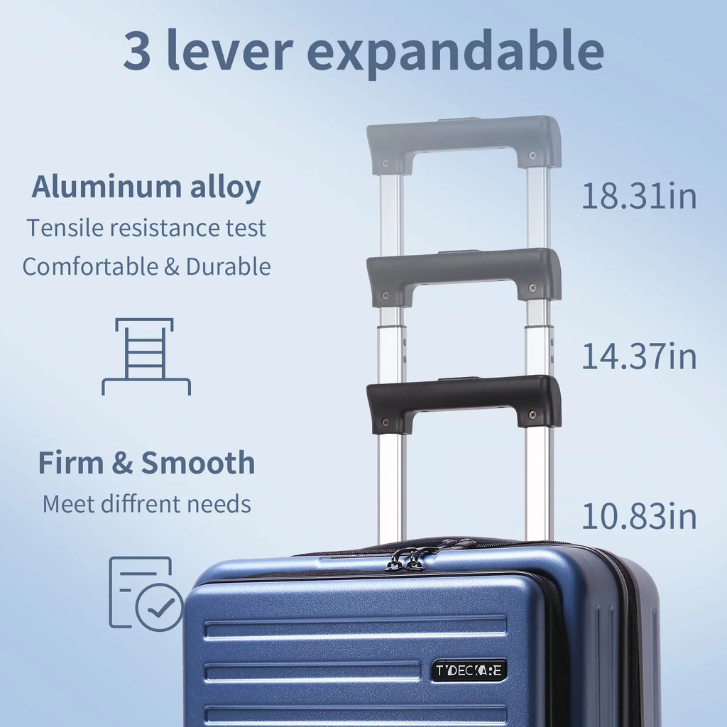 Expandle, Only Wheels, Blue with Laptop 65L, Set, 2 Lock Piece 37~41L + 20 & 20 Inch TSA 24 Ice Pocket with Front Lightweight & Spinner Suitcase 20/24 ABS+PC Luggage Inch Hardshell