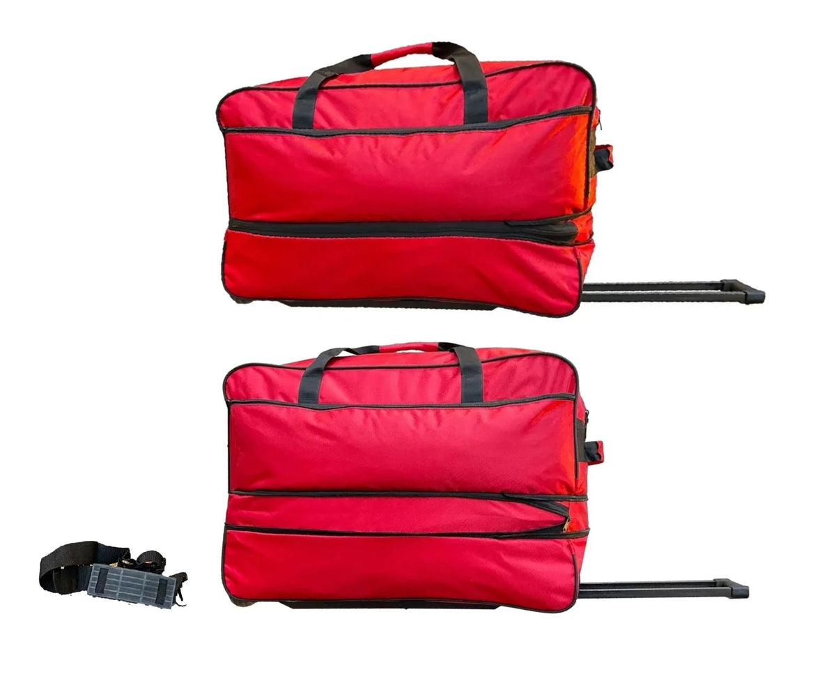 Luggage with Wheels Duffle Pockets each 20" Rolling Duffle + with (Red) Lightweight Duffel 28" Rolling Bag Multi Lb Upright Bags Adjustable Set, Travel Capacity 2x 60 Shoulder Bag Large