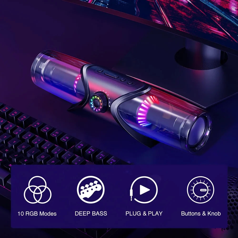 Speakers Light,PC Laptop Bar with Headphone SoundBar,Computer for Speakers,Bluetooth Speakers GS03 RGB Monitor WolfLawS 3.5mm Computer Subwoofer,USB Desktop Jack with Powered for Sound
