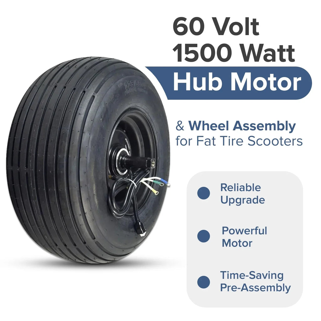 Volt Tire Scooters Watt 18x9.50-8 Fat & for Assembly Hub Motor 60 1500 Wheel AlveyTech