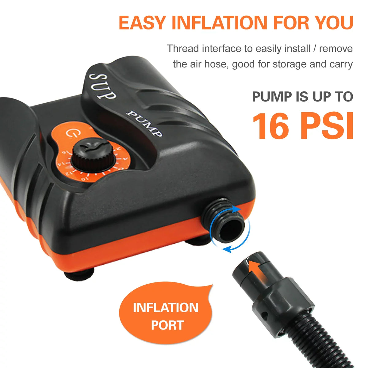 Inflatables with Nozzles to for Easy Use Electric Air 16 Boats, and 6 Pump Anself PSI