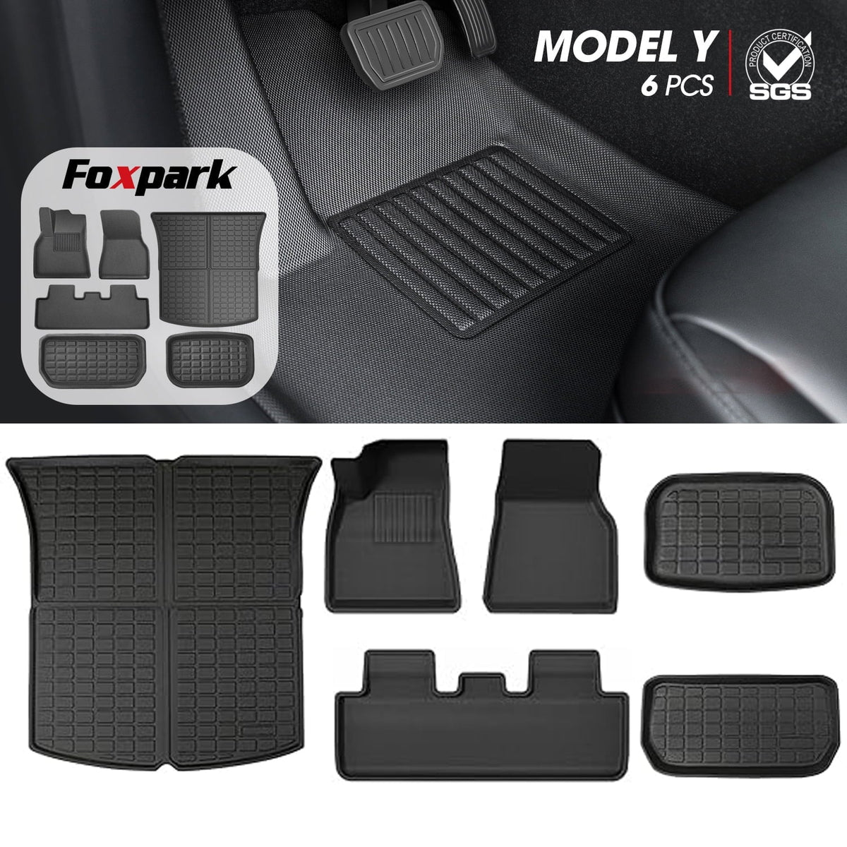 Y climate Fit for Duty Accessories Interior All Floor Mats, Liners 3D Custom Floor 2023-2021, Rear Model Car Floor Trunk Mat Tesla 4PCS Mats Model Mats TPE Y Heavy