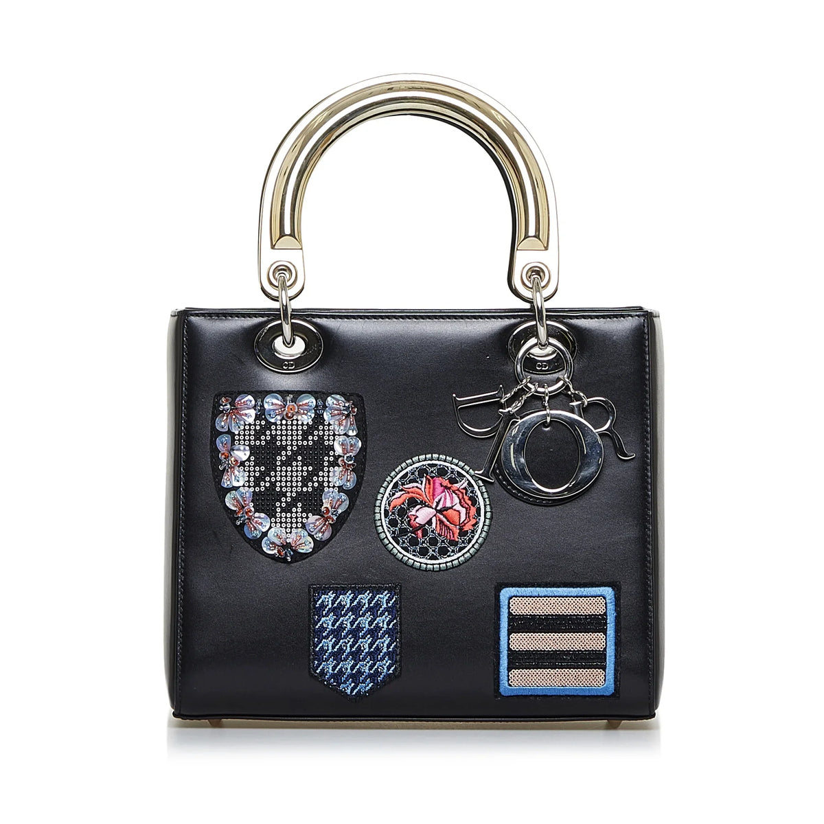 Lady Black Leather Satchel (Good) Pre-Owned Authenticated Dior Unisex Calf Medium Judgement