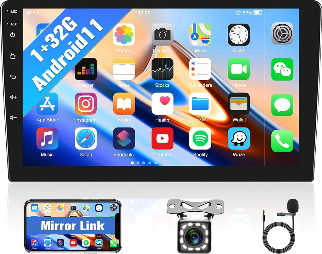 Microphone 1+32G Rear Android Car Single Auto,Navi,WiFi,Bluetooth,FM/RDS+ Radio Stereo, Android Din with Carplay Camera Handsfree,Wireless Inch Car 13 Wireless 10.1 Bluetooth