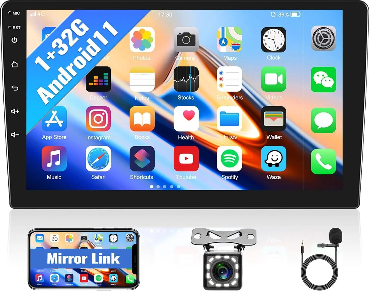Microphone 1+32G Rear Android Car Single Auto,Navi,WiFi,Bluetooth,FM/RDS+ Radio Stereo, Android Din with Carplay Camera Handsfree,Wireless Inch Car 13 Wireless 10.1 Bluetooth