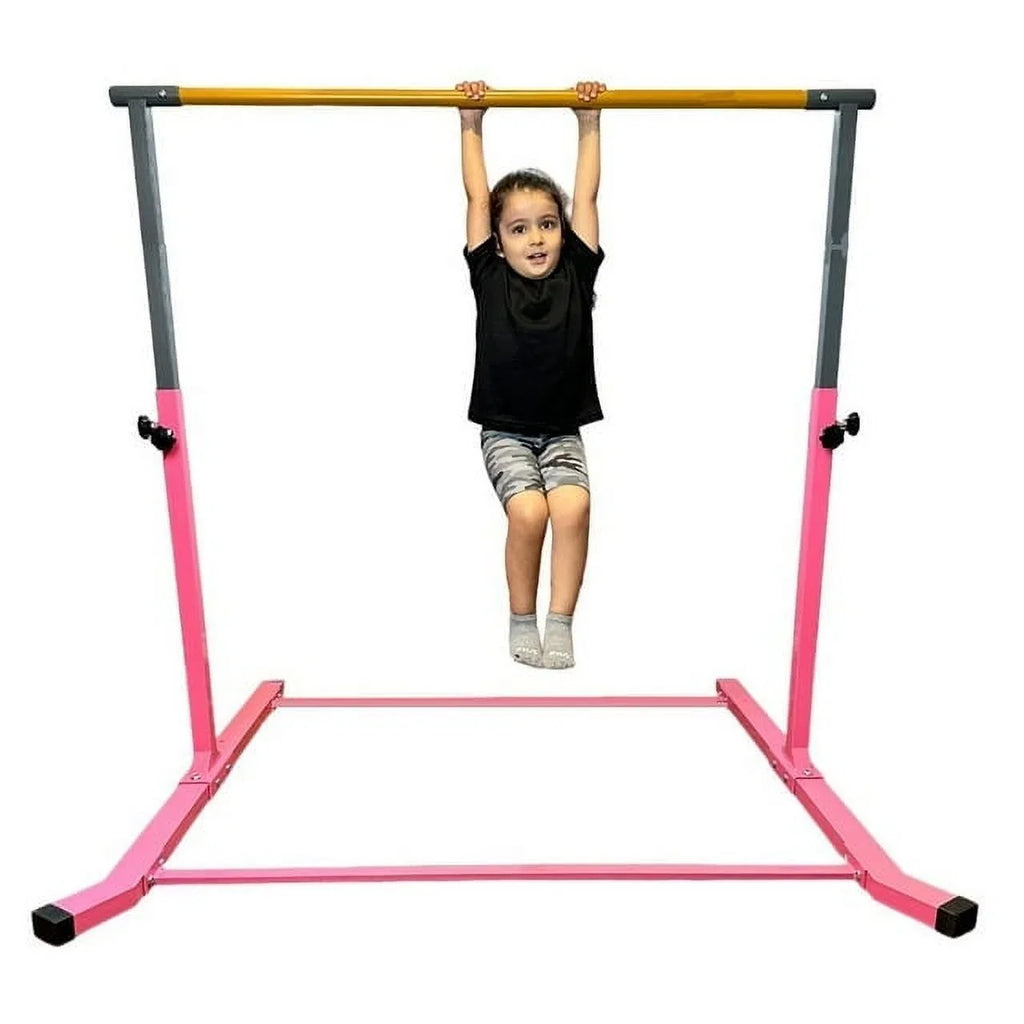 5-Star Heavy-Duty, Kids Gym Equipment 3-5FT, Training, TD Legs, Curved Adjustable Bar, Kip Pink Junior Home Gymnastic