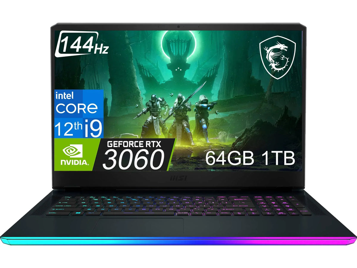 Thin GeForce Raider RGB 12th SSD, 11 Bezel Win Blue Laptop, Home, i9-12900H, MSI FHD 1TB Backlit, 3060) RTX Thunderbolt 144Hz Gen DDR5 14-Core 17.3" Webcam, 64GB RAM, Titanium ( GE76 4, Gaming