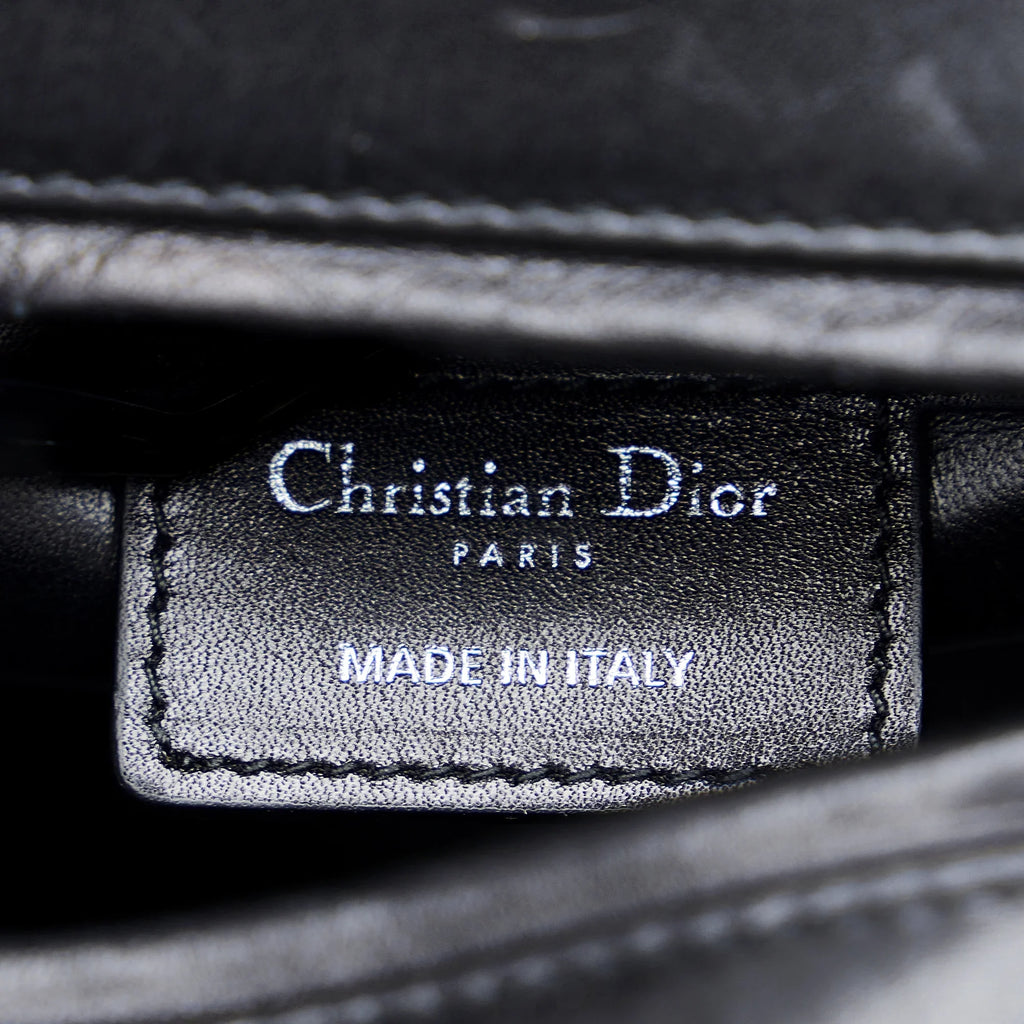Lady Black Leather Satchel (Good) Pre-Owned Authenticated Dior Unisex Calf Medium Judgement