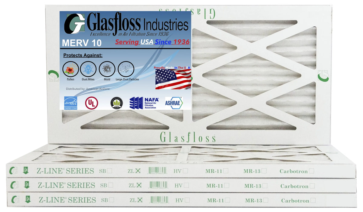 '- in 10x18x1 - -Qty:4 Glasfloss USA Furnace - Air 9.5 MERV inch) dimension: (Actual Filter Made 10 x 17.5x7/8