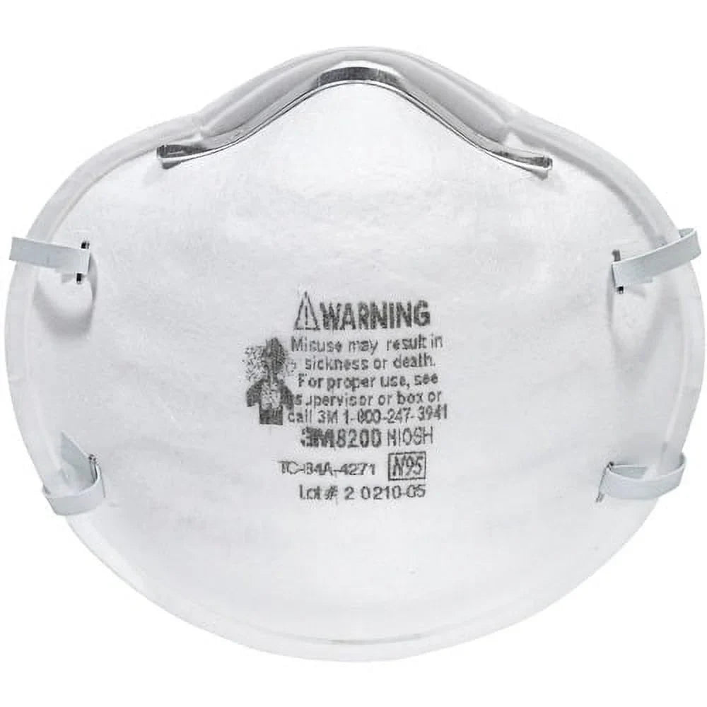 Clip Granular 12 3M Dust, Particle, Allergen Stretchable, 8200 Mold, Pesticide, Disposable, N95 Airborne - Lightweight, Particle Carton Nose Protection / - Adjustable Mask Respirator