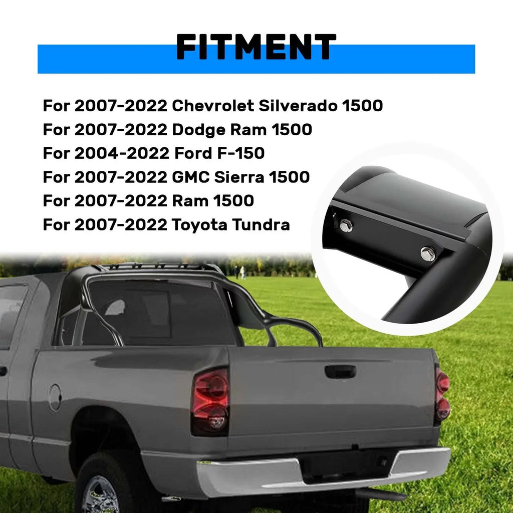 Head Black Roll 04-22 Cargo 1500 07-22 Ram Bar 1500 Tundra F-150 GMC for Dodge 1500 1500 KOJEM Sierra Bed Rack Chevrolet Ram Sport Silverado