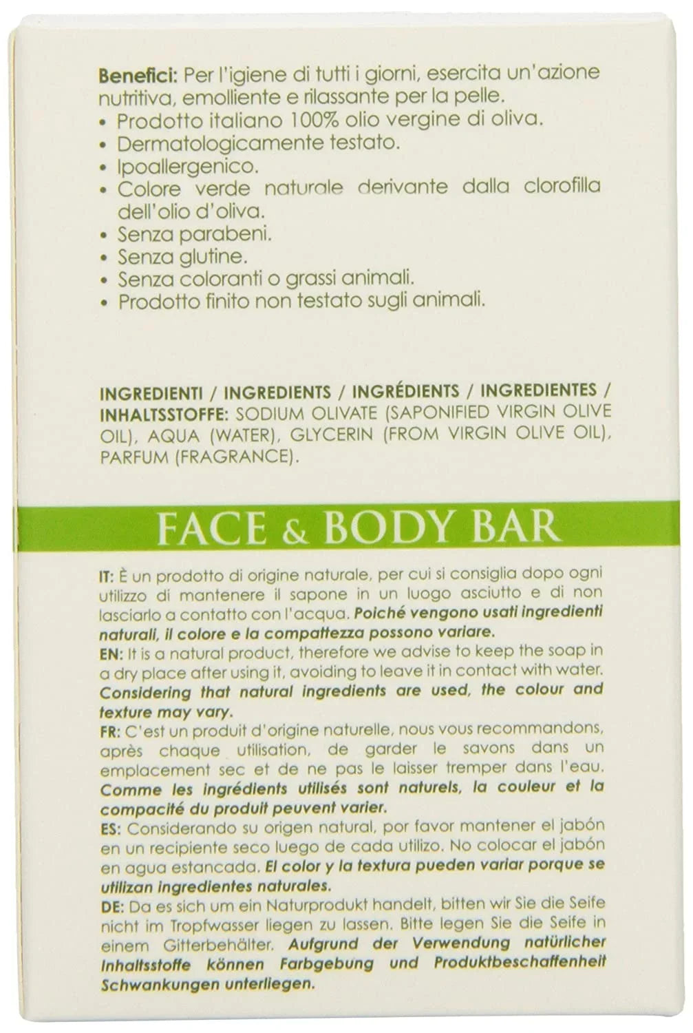 Natural Oil Vigin 4 Olivella Soap, 5.29 oz, Body Pack Olive Bar Face & All