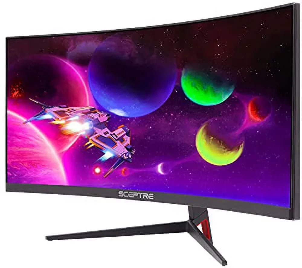 to 2560x1080 Black Build-in DisplayPort Sceptre up Monitor Metal Wide Gaming Curved Ultra Speakers, HDMI (C305B-200UN1) 30-inch 200Hz Slim 21:9 Ultra
