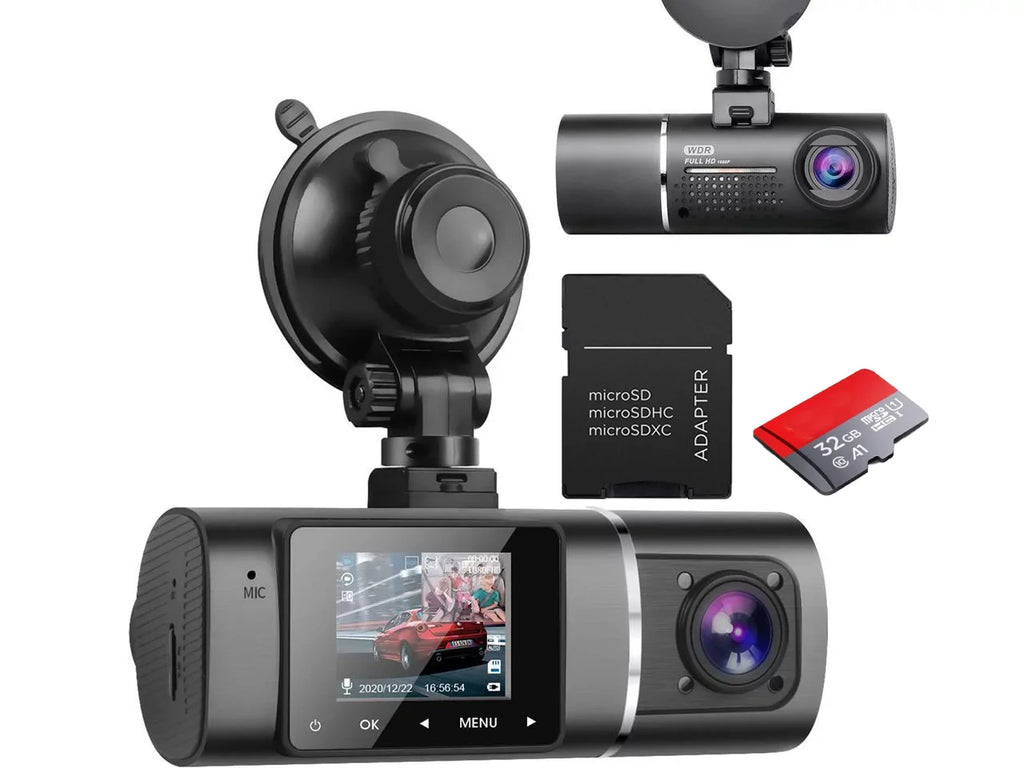 Included FHD Recorder Dash Inside Vision Rideshare Cam for Night Recording Infrared Kit Cabin G-Sensor Car Dual Front with Loop Camera WDR Driving Hardwire Taxi 1080p+1080p