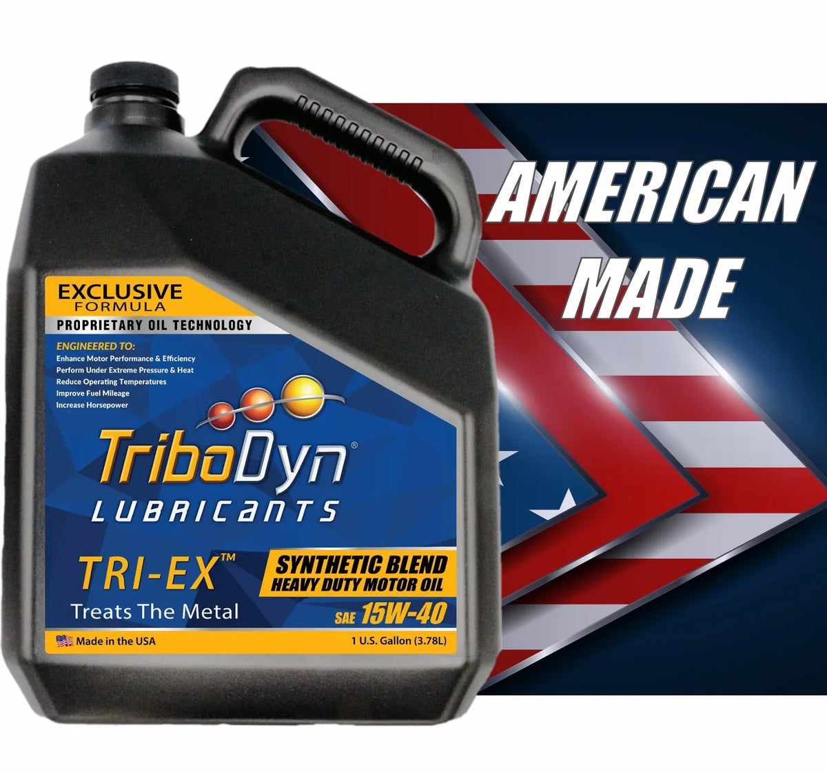 Oil Gallon Synthetic Blend Diesel 15W40 TRI-EX - TriboDyn Bottle
