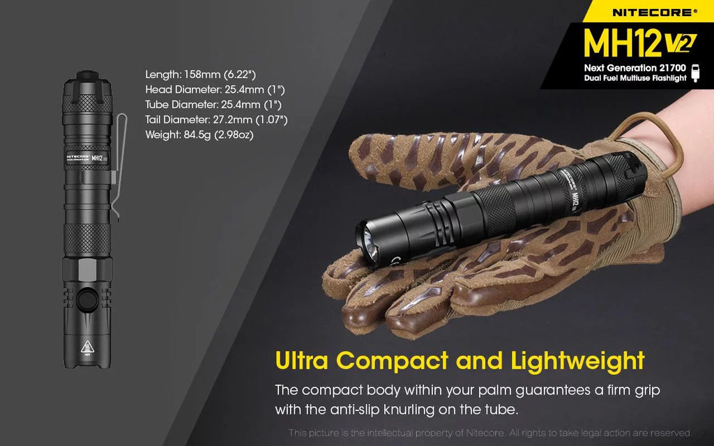 CREE Battery Flashlight Nitecore V2 21700 -1200 (Included) V6 -21700 Combo: Battery XP-L2 4000mAh MH12 Lumens NL2140 + LED