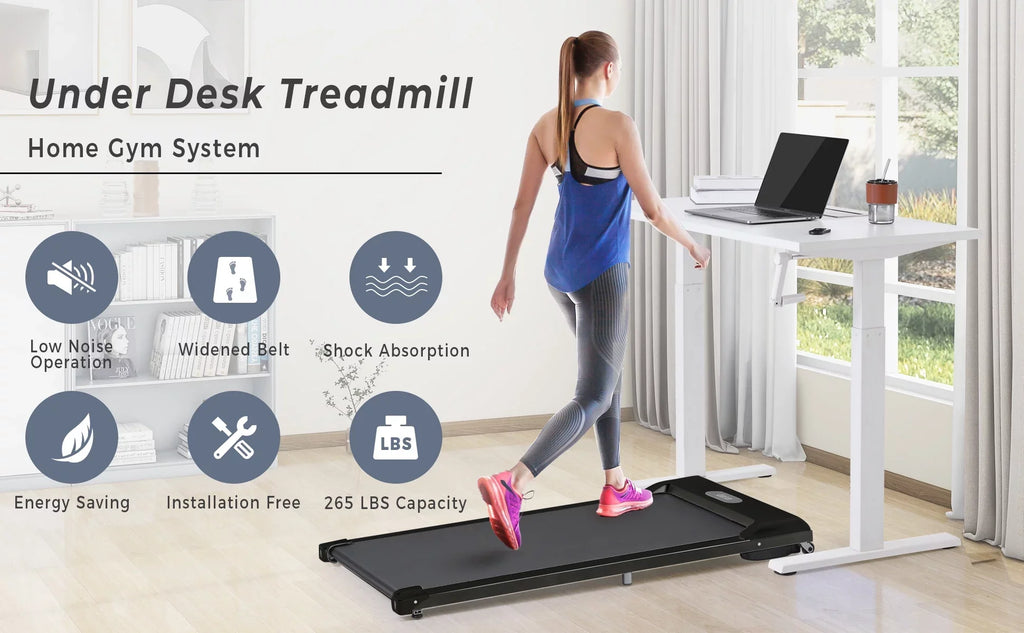 Treadmill, APP/speaker/Remote Use, 2.5HP BTMWAY Electric Gym Under Walking Portable Walking for Control/Display, Treadmill Home in Ultra-Quiet Pad 2 1 Treadmill Bluetooth Office with Pad Desk