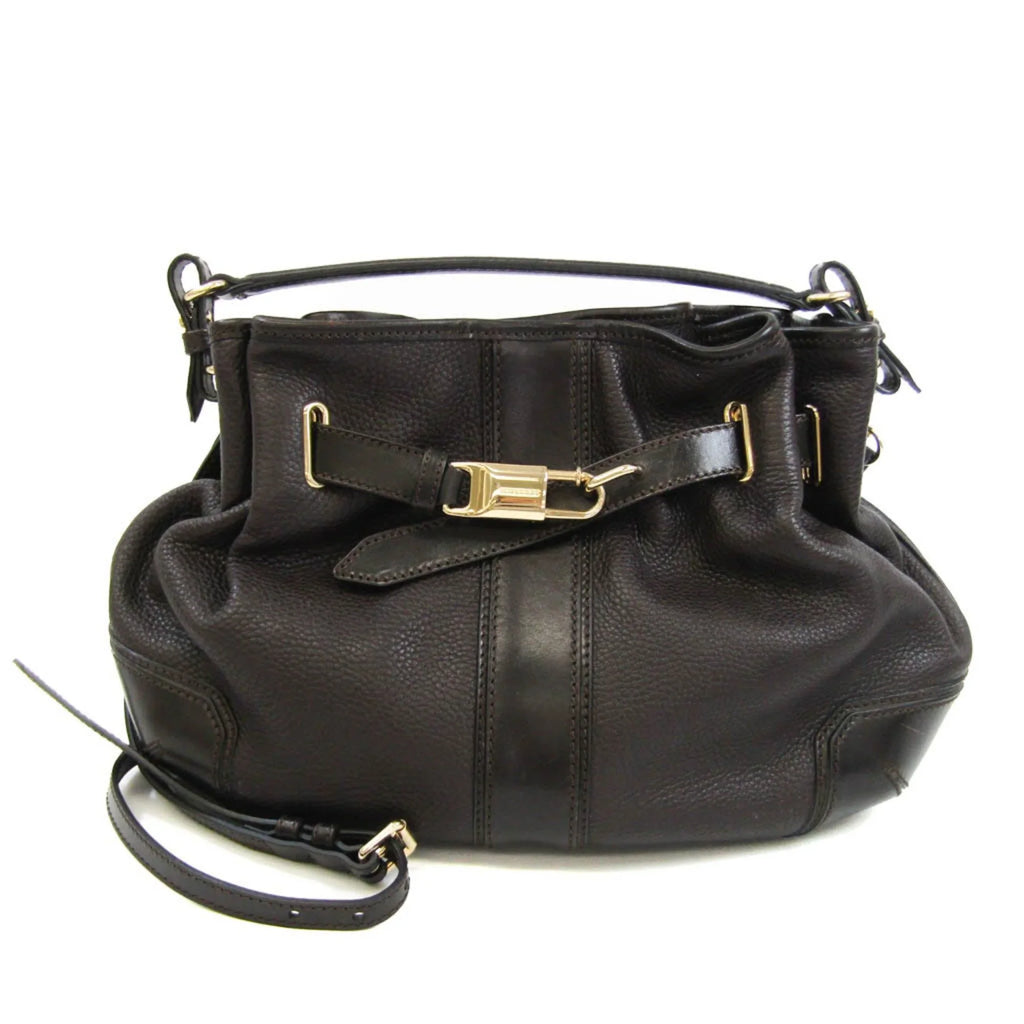 Brown Dark (Good) Bag Women's Burberry Leather Handbag,Shoulder Pre-Owned 3801199