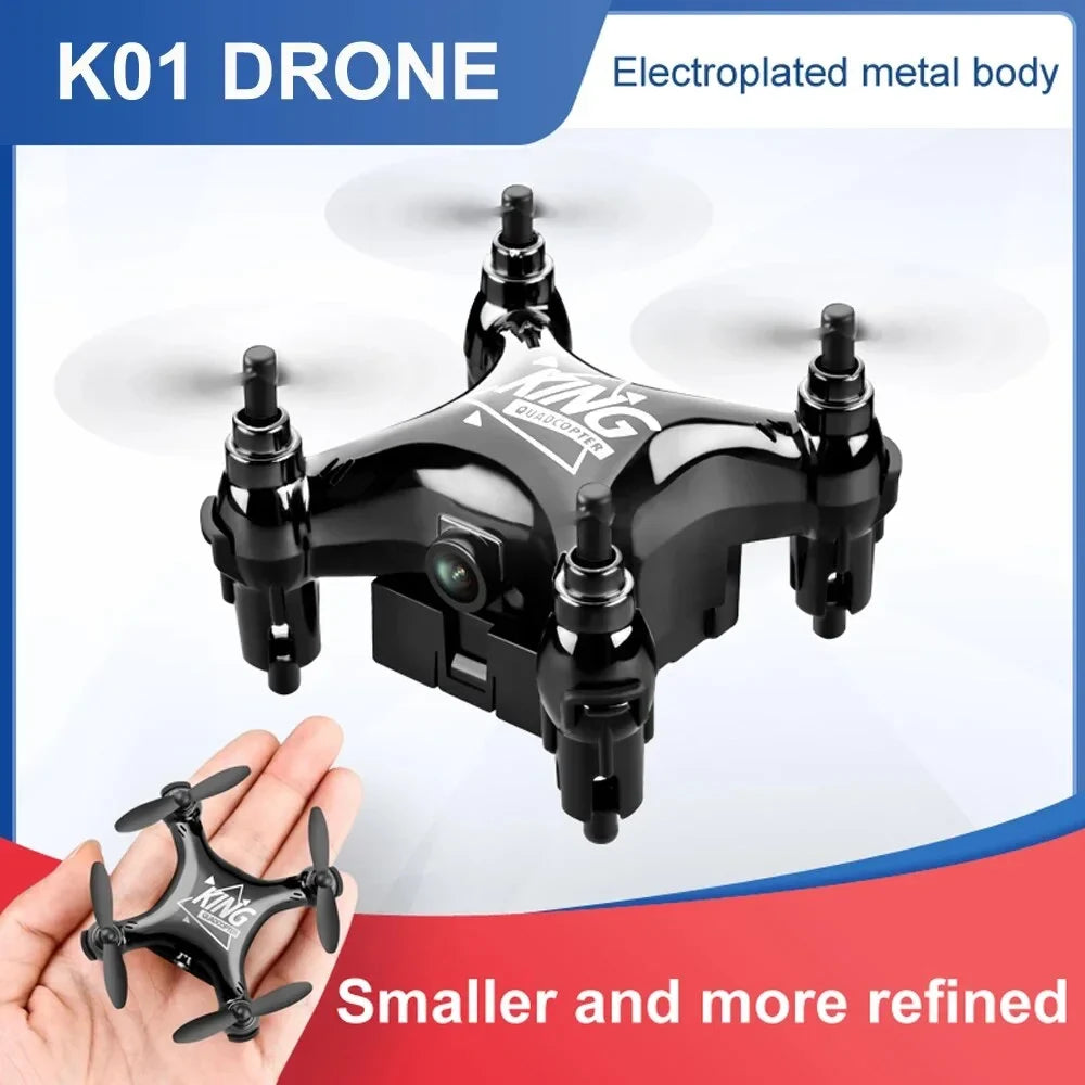2pcs Foldable Click Mini Beginners With Drones Kids,RC Gift Landing for Aircraft Suitable for Camera Quadcopter K01 HD One Drone and and Toys Take-off Batteries,Headless RC