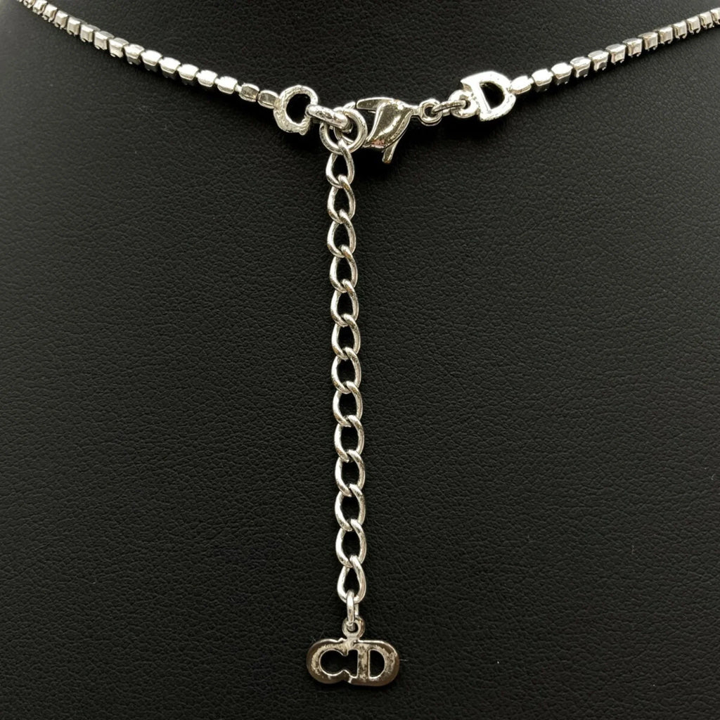Pre-Owned Color Dior Christian (Good) IT1TZZH18V36 Silver Women's Rhinestone Necklace Plate