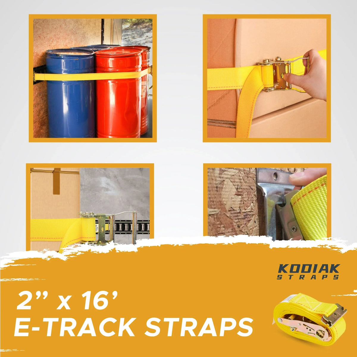 Trailer Accessories, Straps, STRAPS (6 Cargo 16' Track E KODIAK Enclosed Track E Pack) Trailer etrack & Straps x Van Ratchet Straps Logistic 2" for