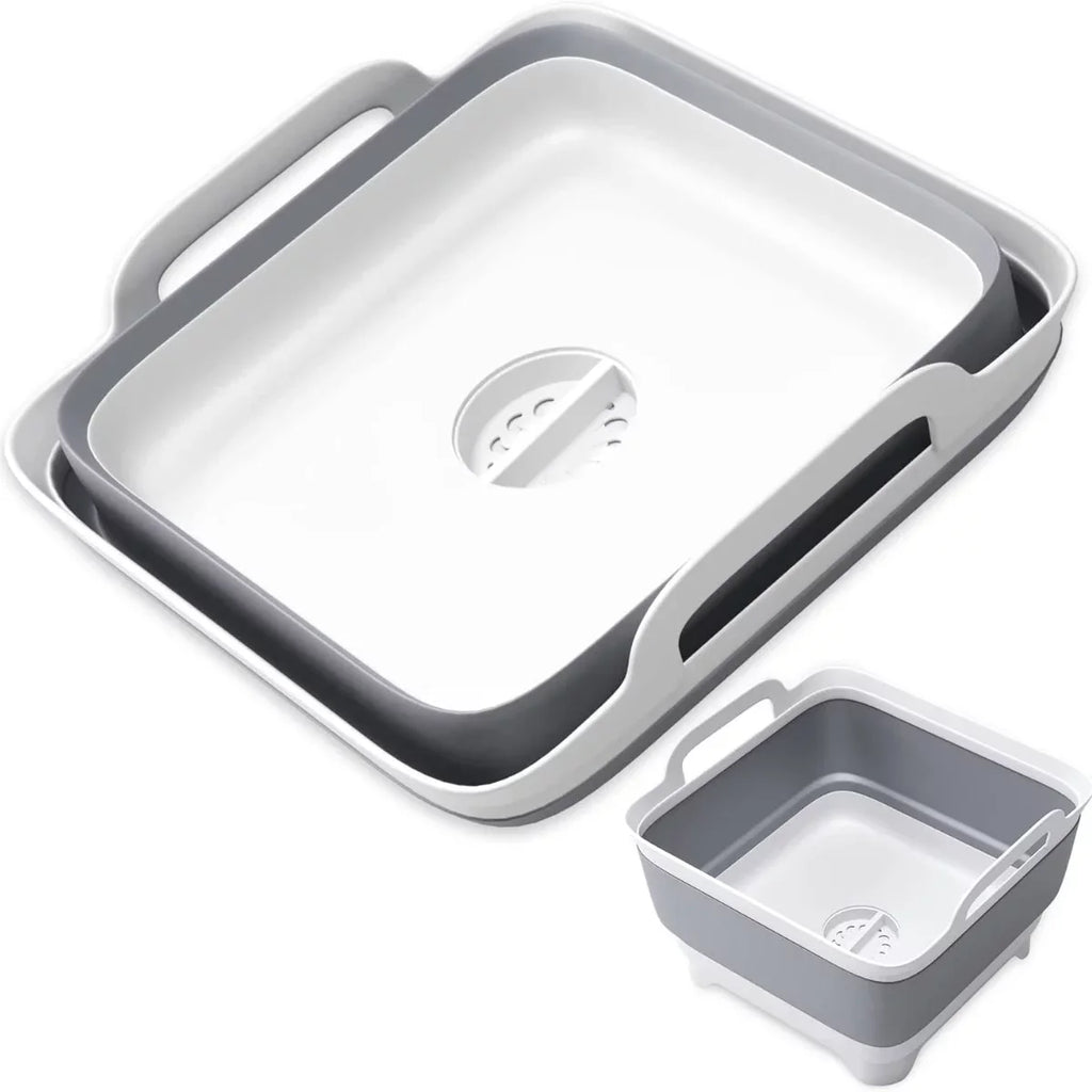Plug(Gray) Basin Dish Gal(9L) Draining Tub,Washing Portable Collapsible Imoment Tub Sink,Folding with 2.4 Laundry