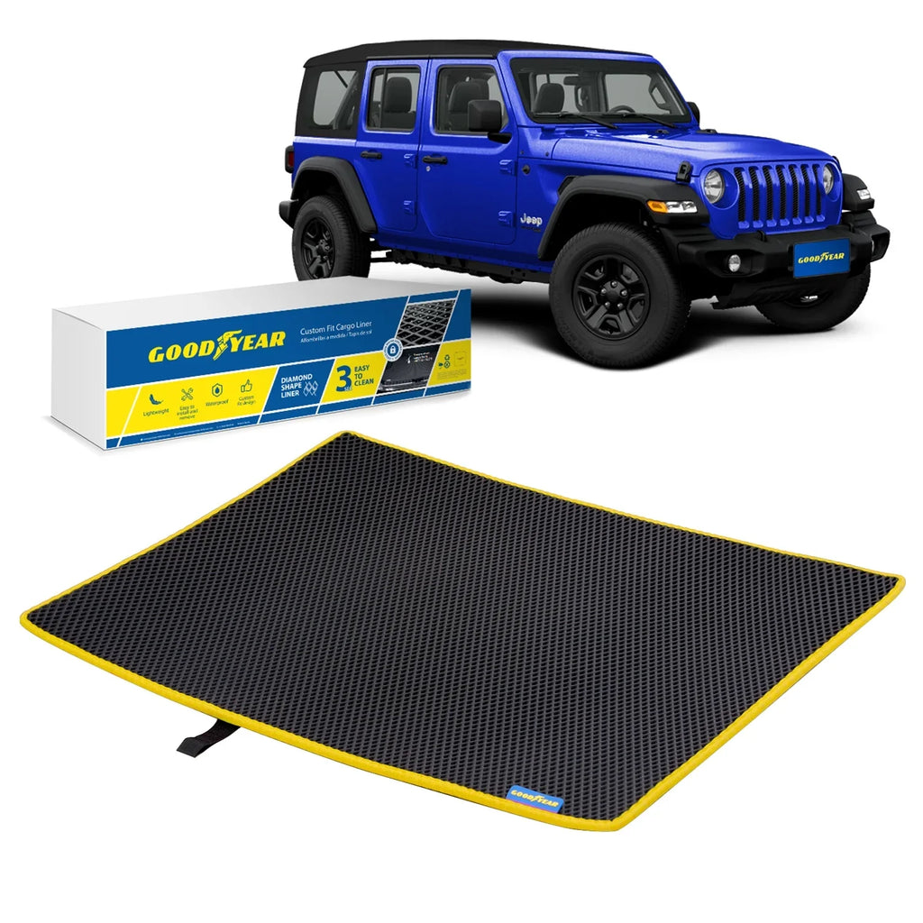 Wrangler Liquid - Dimond GY004562 Mat Trapping Custom - - & Jeep 2019-2024 Shape, Anti-Slip Duty Cargo Heavy for Liner Liner, Liner Cargo Waterproof, Trunk Goodyear Luggage Fit Dirt Technology with